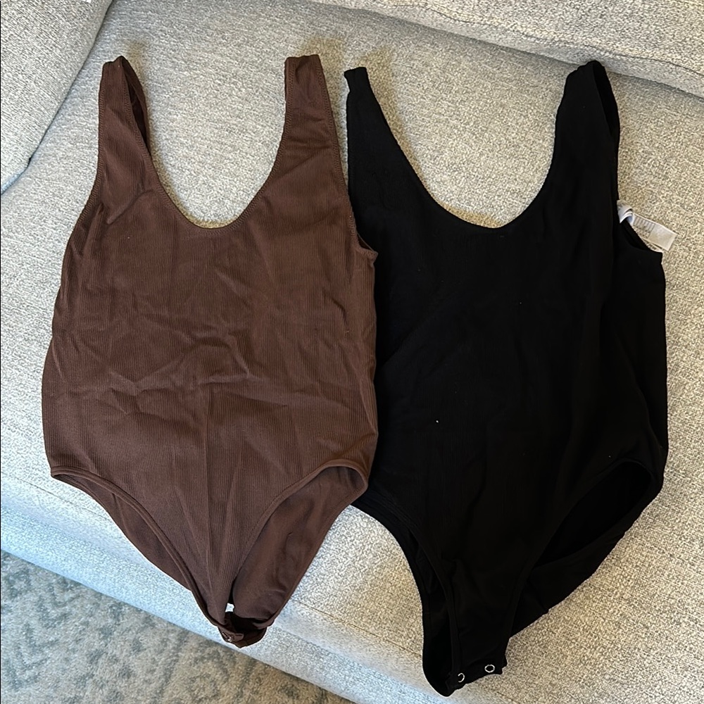 Forever 21 bodysuits in black and brown (lot of 2) size m-l